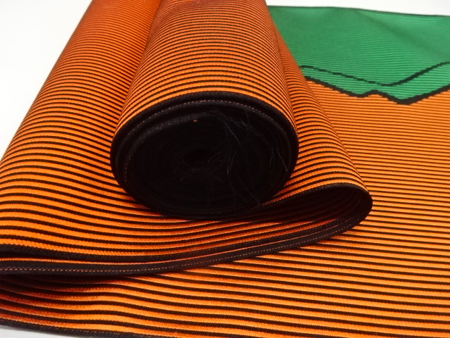  アンティーク　本場筑前博多　幾何学模様織り出し　名古屋帯地反物